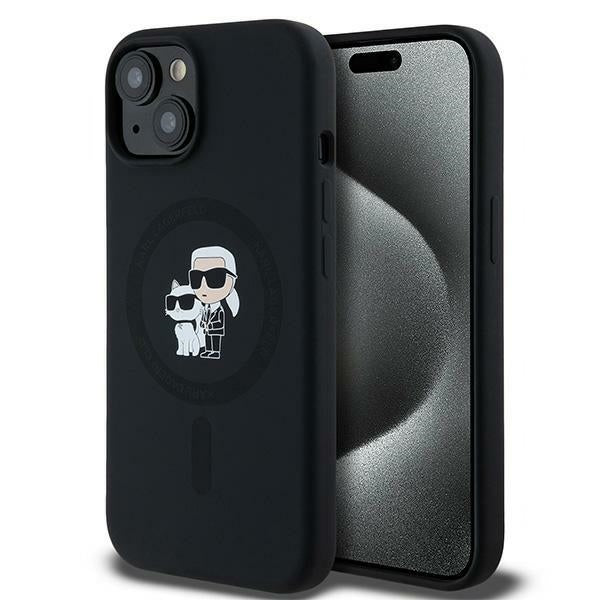 Karl Lagerfeld Silicone Karl&amp;Choupette MagSafe case for iPhone 15 Plus / 14 Plus - black