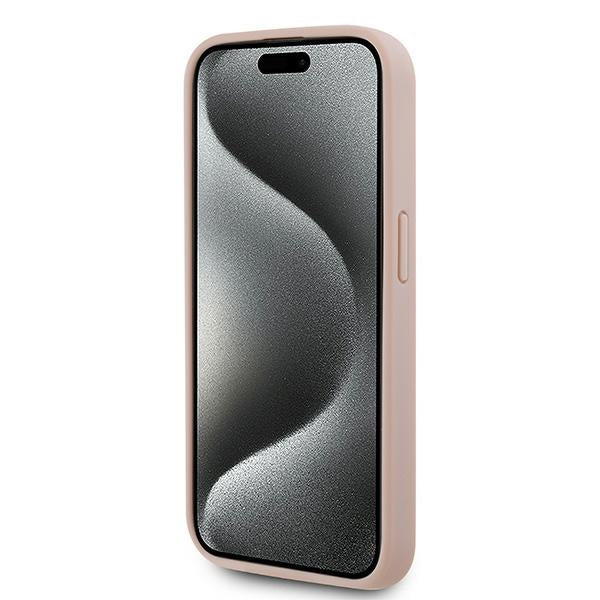 Karl Lagerfeld Leather Monogram Metal Logo case for iPhone 15 Pro Max - pink