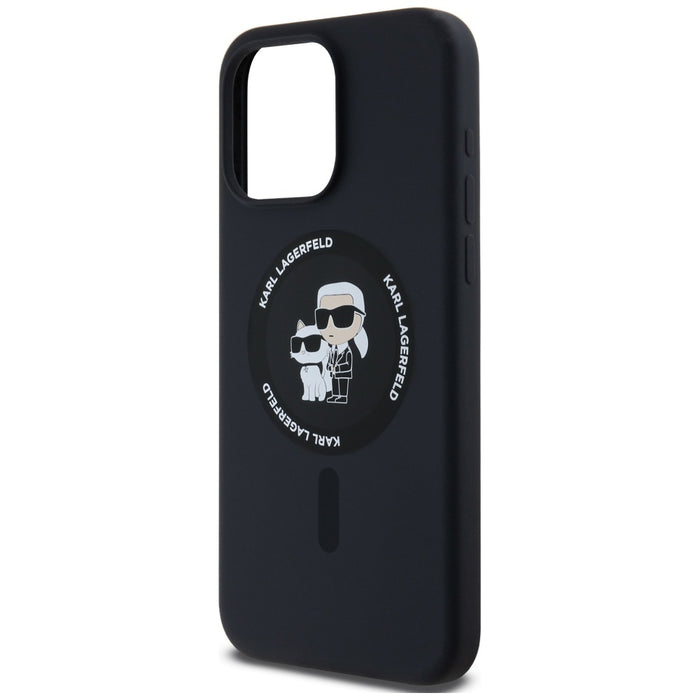 Karl Lagerfeld Silicone Karl&amp;Choupette Ring MagSafe case for iPhone 15 Pro Max - black