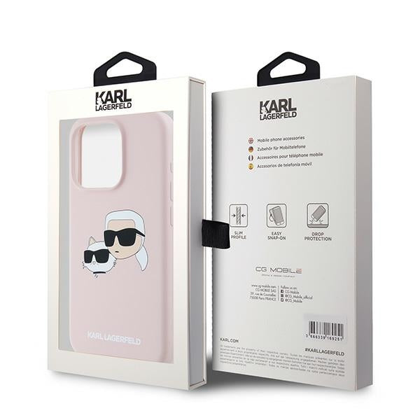Karl Lagerfeld Silicone Karl&amp;Choupette MagSafe case for iPhone 15 Pro Max - pink