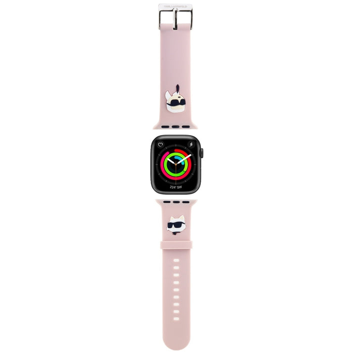 Karl Lagerfeld 3D Rubber Karl&amp;Choupette Heads strap for Apple Watch 42/44/45/49mm - pink