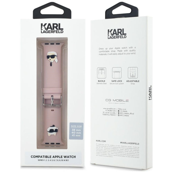Karl Lagerfeld 3D Rubber Karl&amp;Choupette Heads strap for Apple Watch 38/40/41mm - pink
