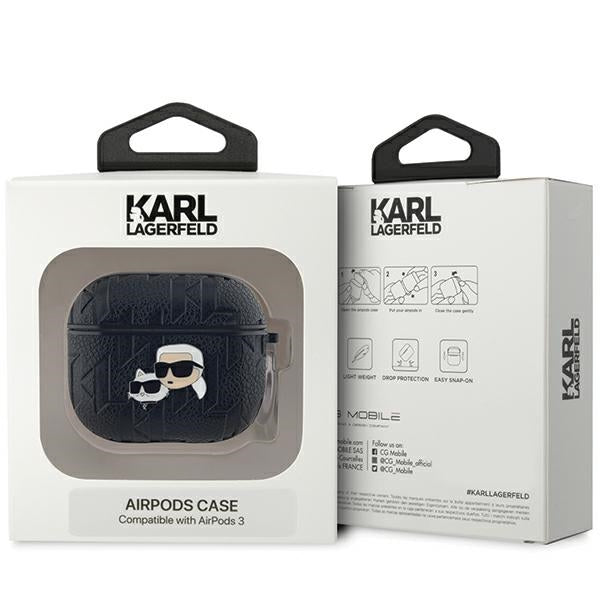Karl Lagerfeld Monogram Karl &amp; Choupette Head case for AirPods 3 - black