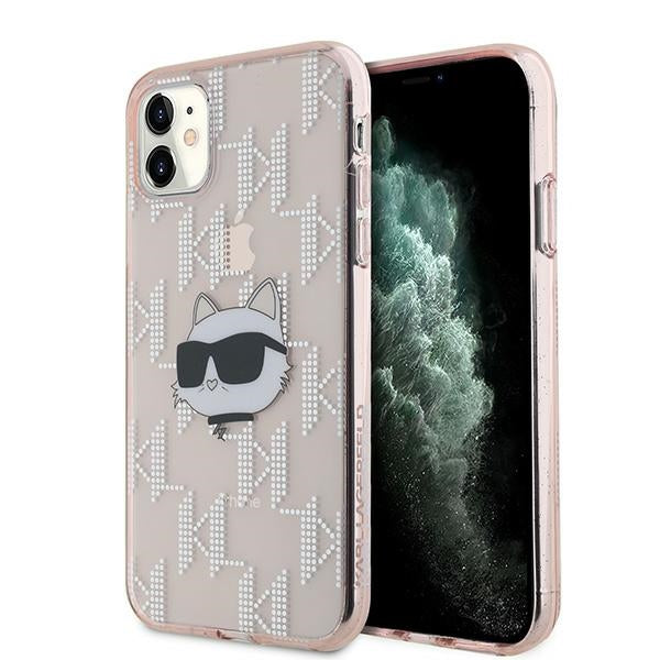Karl Lagerfeld IML Choupette Head &amp; Monogram case for iPhone 11 / Xr - pink