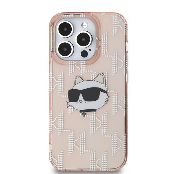 Karl Lagerfeld IML Choupette Head &amp; Monogram case for iPhone 13 Pro / 13 - pink