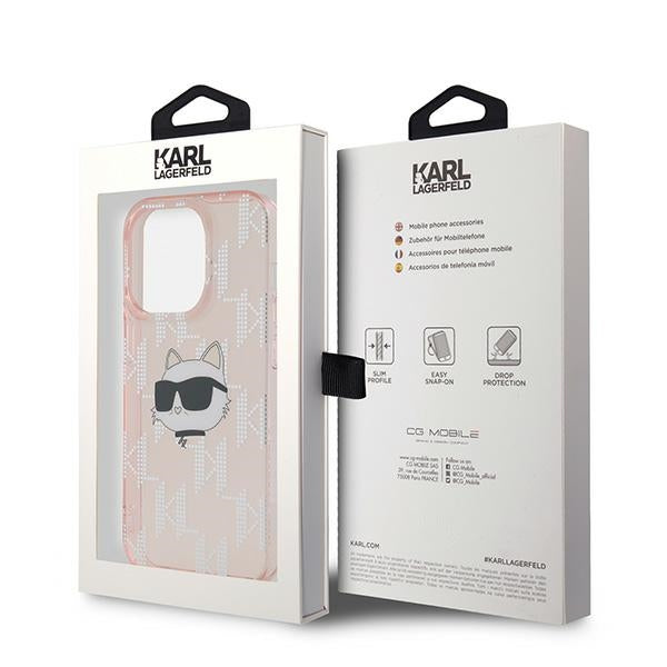 Karl Lagerfeld IML Choupette Head &amp; Monogram case for iPhone 14 Pro - pink