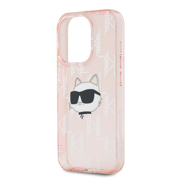 Karl Lagerfeld IML Choupette Head &amp; Monogram case for iPhone 15 Pro - pink
