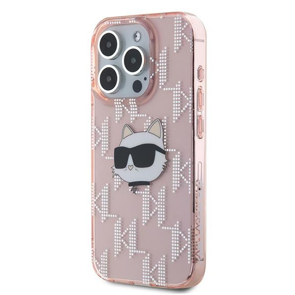 Karl Lagerfeld IML Choupette Head &amp; Monogram case for iPhone 15 Pro - pink