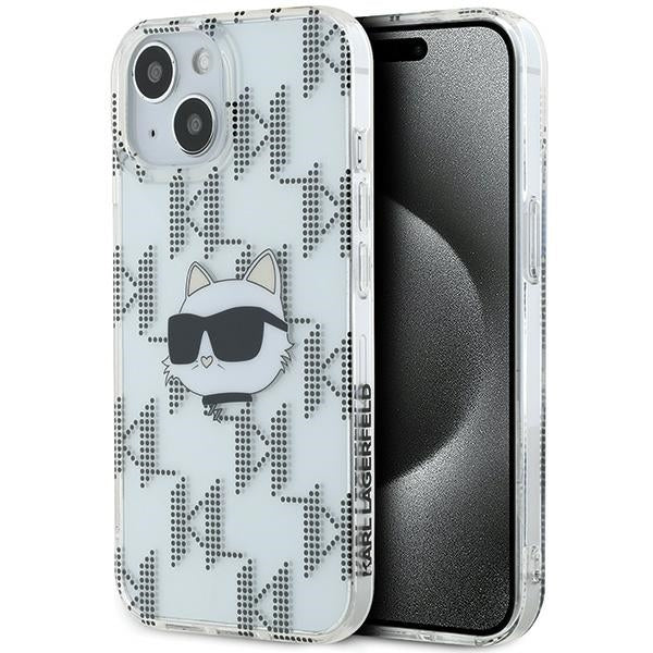 Karl Lagerfeld IML Choupette Head &amp; Monogram case for iPhone 15 / 14 / 13 - transparent