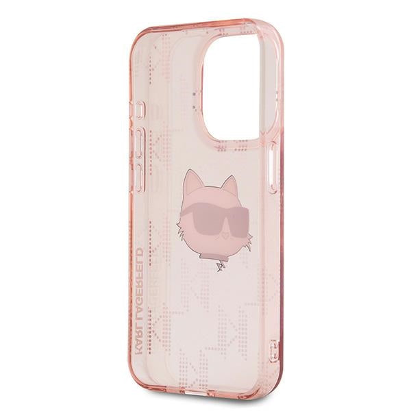 Karl Lagerfeld IML Choupette Head &amp; Monogram case for iPhone 15 Pro Max - pink