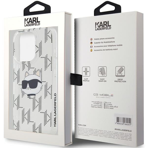 Karl Lagerfeld IML Choupette Head &amp; Monogram case for iPhone 15 Pro Max - transparent