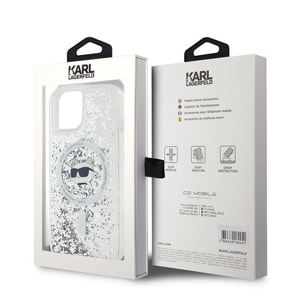 Karl Lagerfeld Liquid Glitter Choupette Head MagSafe case for iPhone 13 - transparent