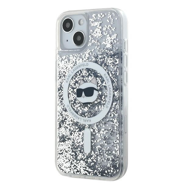 Karl Lagerfeld Liquid Glitter Choupette Head MagSafe case for iPhone 13 - transparent