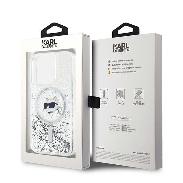 Karl Lagerfeld Liquid Glitter Choupette Head MagSafe case for iPhone 13 Pro Max - transparent