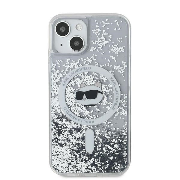 Karl Lagerfeld Liquid Glitter Choupette Head MagSafe case for iPhone 14 / 15 / 13 - transparent