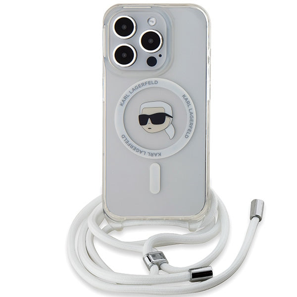 Karl Lagerfeld Crossbody IML Karl Head MagSafe case for iPhone 15 Pro - transparent