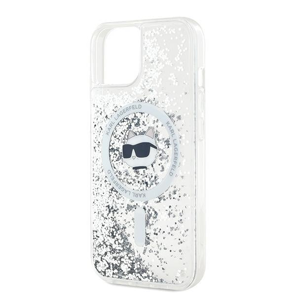 Karl Lagerfeld Liquid Glitter Choupette Head MagSafe Case for iPhone 15 Plus / 14 Plus - Transparent
