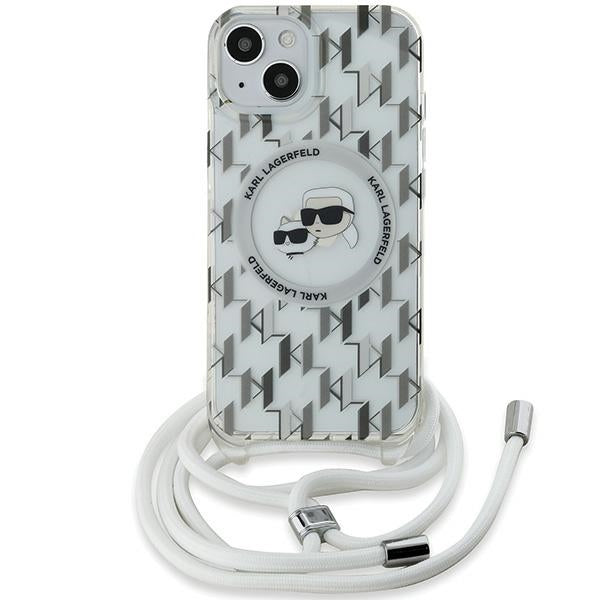 Karl Lagerfeld IML Crossbody Monogram Karl & Choupette Head MagSafe Case for iPhone 15 / 14 / 13 - Transparent