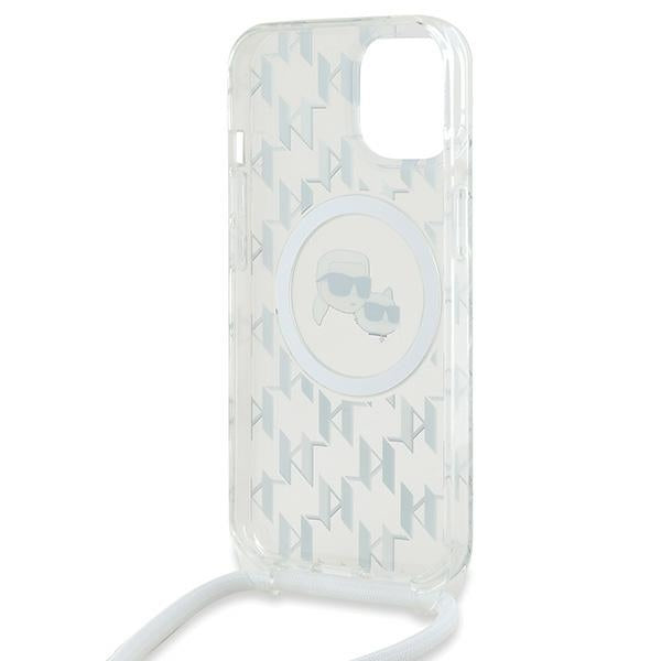 Karl Lagerfeld IML Crossbody Monogram Karl & Choupette Head MagSafe Case for iPhone 15 / 14 / 13 - Transparent