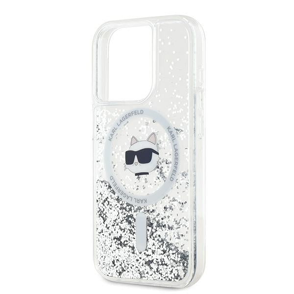 Karl Lagerfeld Liquid Glitter Choupette Head MagSafe case for iPhone 15 Pro Max - transparent