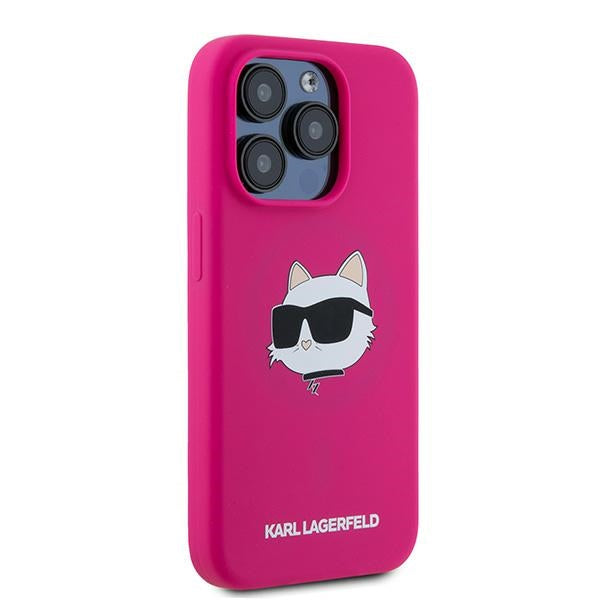 Karl Lagerfeld Silicone Choupette Head MagSafe case for iPhone 15 Pro Max - pink