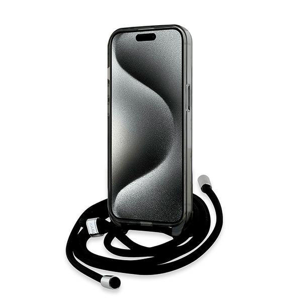 Karl Lagerfeld IML Crossbody Monogram Karl &amp; Choupette Head MagSafe Case for iPhone 15 / 14 / 13 - Black