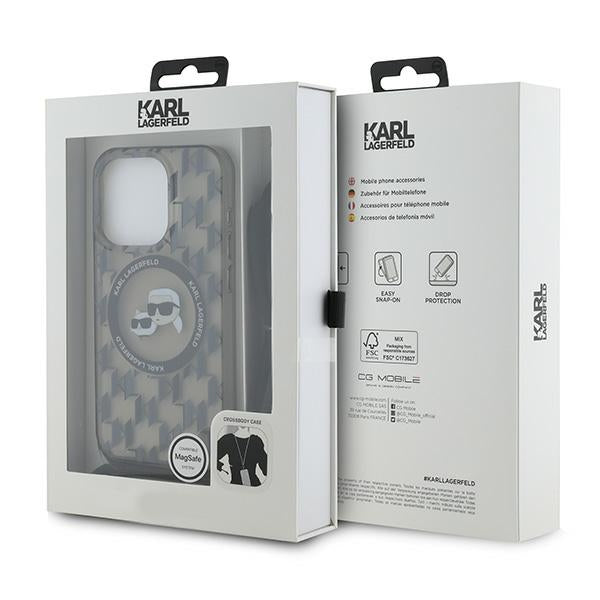 Karl Lagerfeld IML Crossbody Monogram Karl & Choupette Head MagSafe Case for iPhone 15 Pro Max - Black