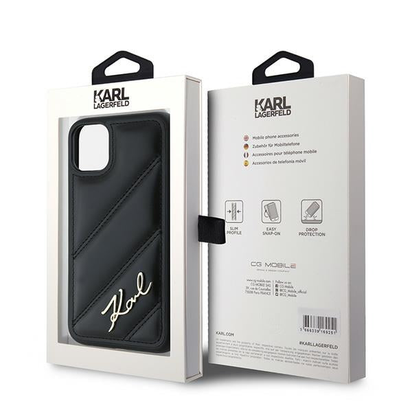 Karl Lagerfeld Diagonal Quilted Script case for iPhone 11 / Xr - black