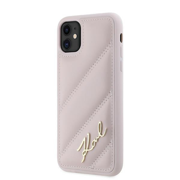 Karl Lagerfeld Diagonal Quilted Script case for iPhone 11 / Xr - pink