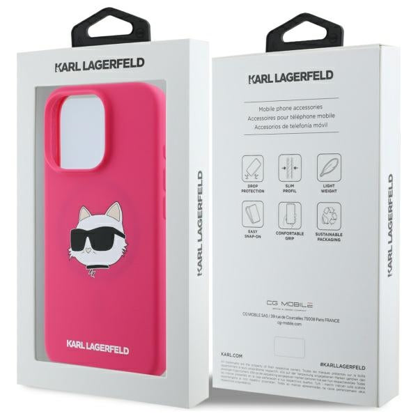 Karl Lagerfeld Silicone Choupette Head MagSafe iPhone 16 Pro Case - Pink