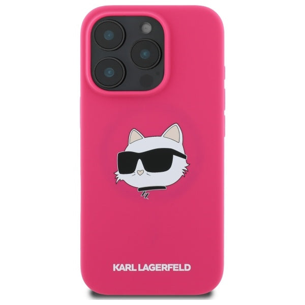Karl Lagerfeld Silicone Choupette Head MagSafe iPhone 16 Pro Case - Pink