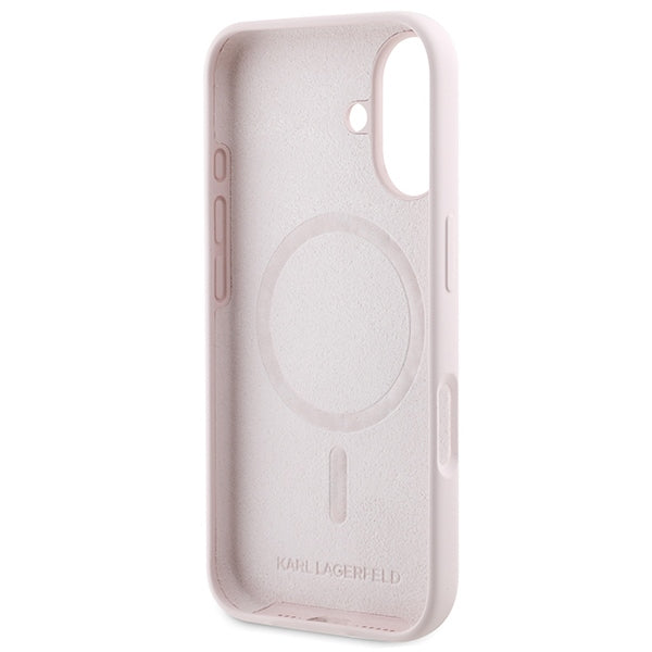 Karl Lagerfeld Silicone Karl&amp;Choupette Heads Ring MagSafe Case for iPhone 16 Plus - Pink