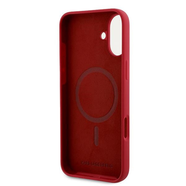 Karl Lagerfeld Silicone Karl&amp;Choupette Heads Ring MagSafe Case for iPhone 16 Plus - Red