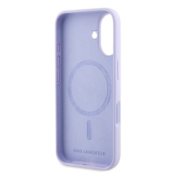 Karl Lagerfeld Silicone Karl&amp;Choupette Heads Ring MagSafe Case for iPhone 16 Plus - Purple