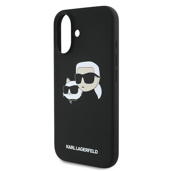 Karl Lagerfeld Silicone Case Nauble Heads Print MagSafe for iPhone 16 Plus - Black