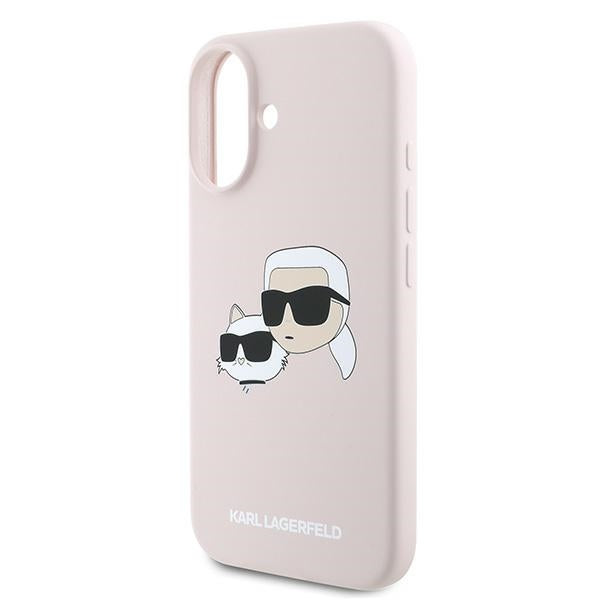 Karl Lagerfeld Silicone Nauble Heads Print MagSafe Case for iPhone 16 Plus - Pink