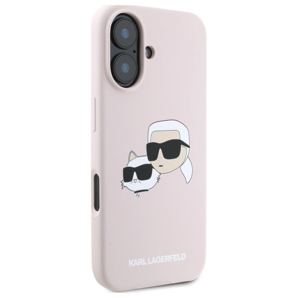 Karl Lagerfeld Silicone Nauble Heads Print MagSafe Case for iPhone 16 - Pink
