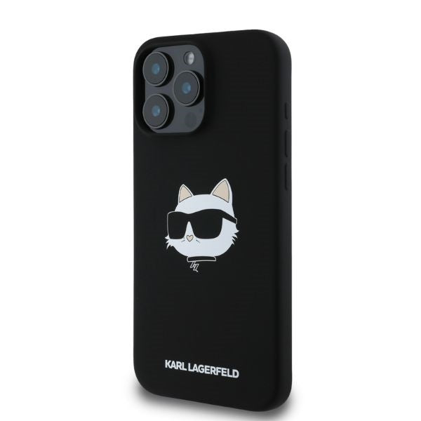 Karl Lagerfeld Silicone Choupette Head Print MagSafe case for iPhone 16 Pro Max - black