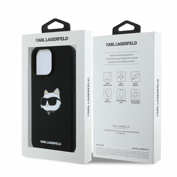Karl Lagerfeld Silicone Choupette Head Print MagSafe case for iPhone 16 Pro Max - black
