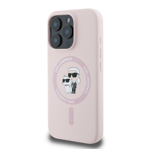 Karl Lagerfeld Silicone Karl&amp;Choupette Heads MagSafe Case for iPhone 16 Pro Max - Pink