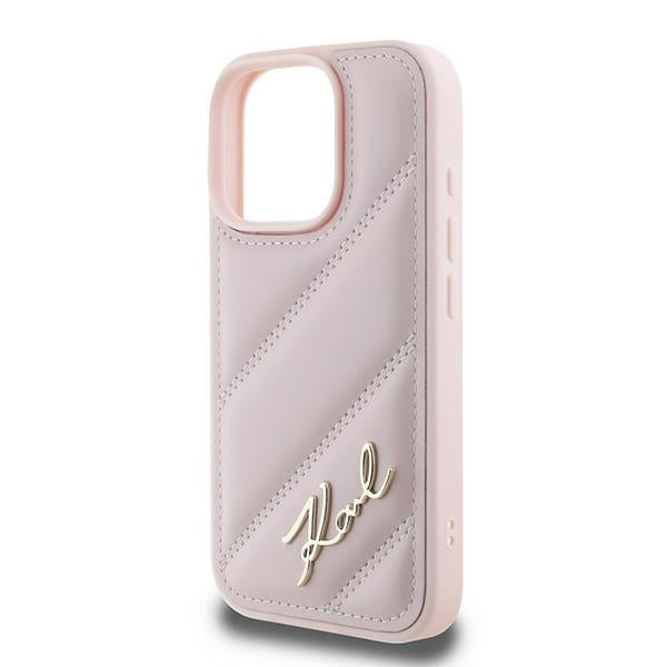 Karl Lagerfeld Quilted Signature iPhone 16 Pro Max Case - Pink