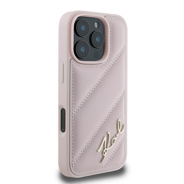 Karl Lagerfeld Quilted Signature iPhone 16 Pro Max Case - Pink
