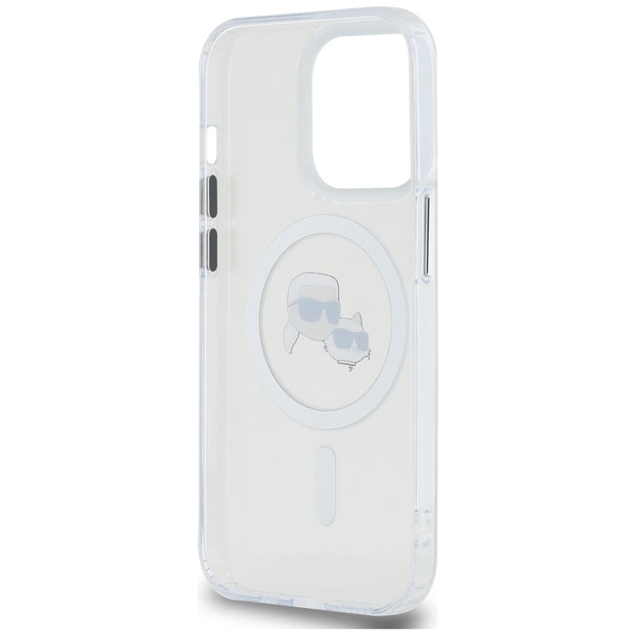 Karl Lagerfeld IML Metal Karl & Choupette Head MagSafe iPhone 14 Pro Case - White