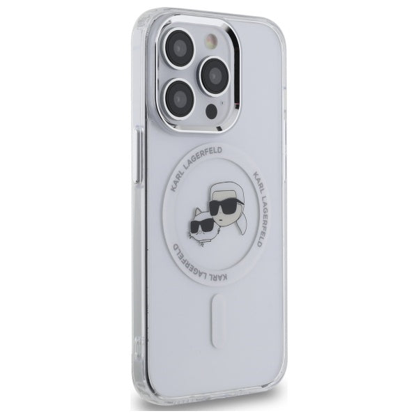 Karl Lagerfeld IML Metal Karl & Choupette Head MagSafe Case for iPhone 14 Pro Max - White