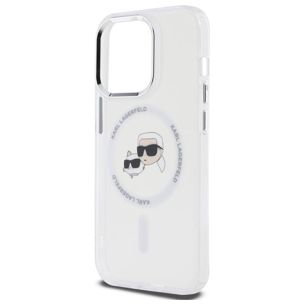 Karl Lagerfeld IML Metal Karl & Choupette Head MagSafe Case for iPhone 14 Pro Max - White