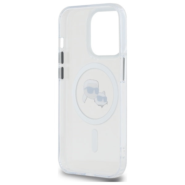 Karl Lagerfeld IML Metal Karl & Choupette Head MagSafe Case for iPhone 14 Pro Max - White