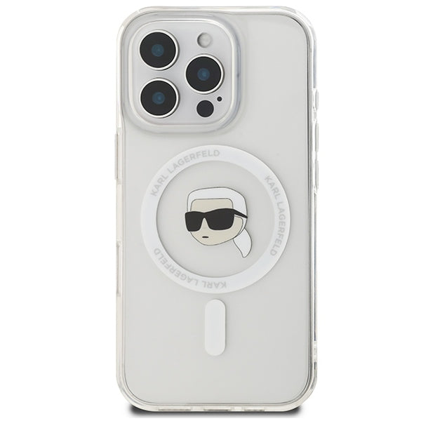 Karl Lagerfeld IML Metal Karl Head MagSafe Case for iPhone 16 Pro - White