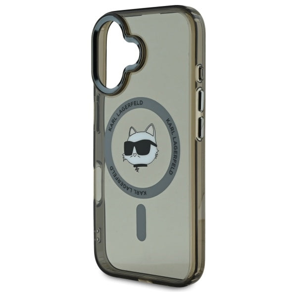 Karl Lagerfeld IML Metal Choupette Head MagSafe iPhone 16 Plus Case - Black