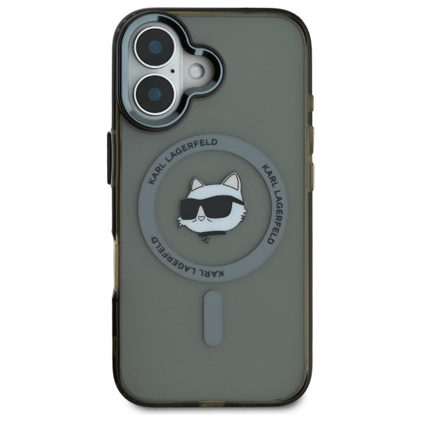 Karl Lagerfeld IML Metal Choupette Head MagSafe iPhone 16 Plus Case - Black