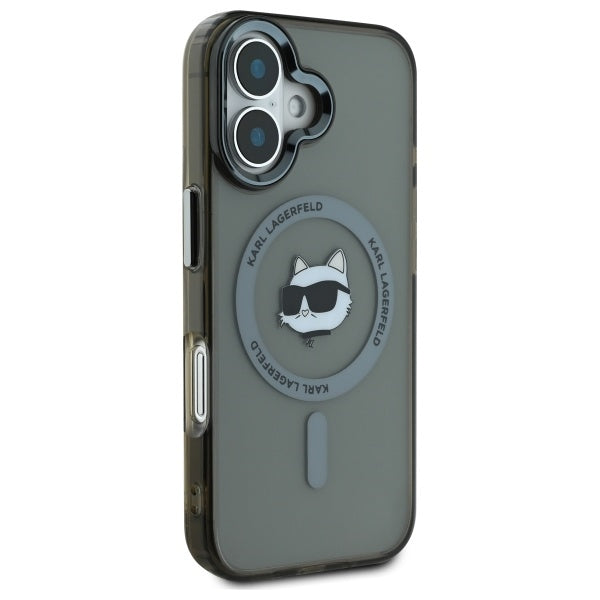 Karl Lagerfeld IML Metal Choupette Head MagSafe iPhone 16 Plus Case - Black